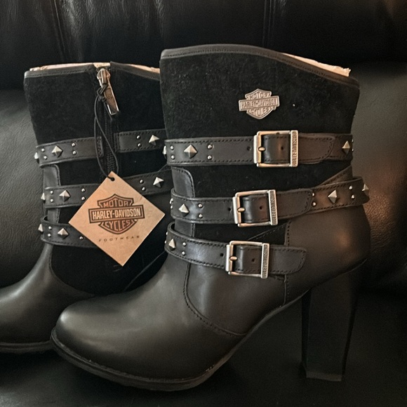 HARLEY DAVIDSON BOOTS 4 INCH HEELS TAGS TAKEN OFF BOOTS WORN ONE TIME TO TRY ON - Picture 2 of 10